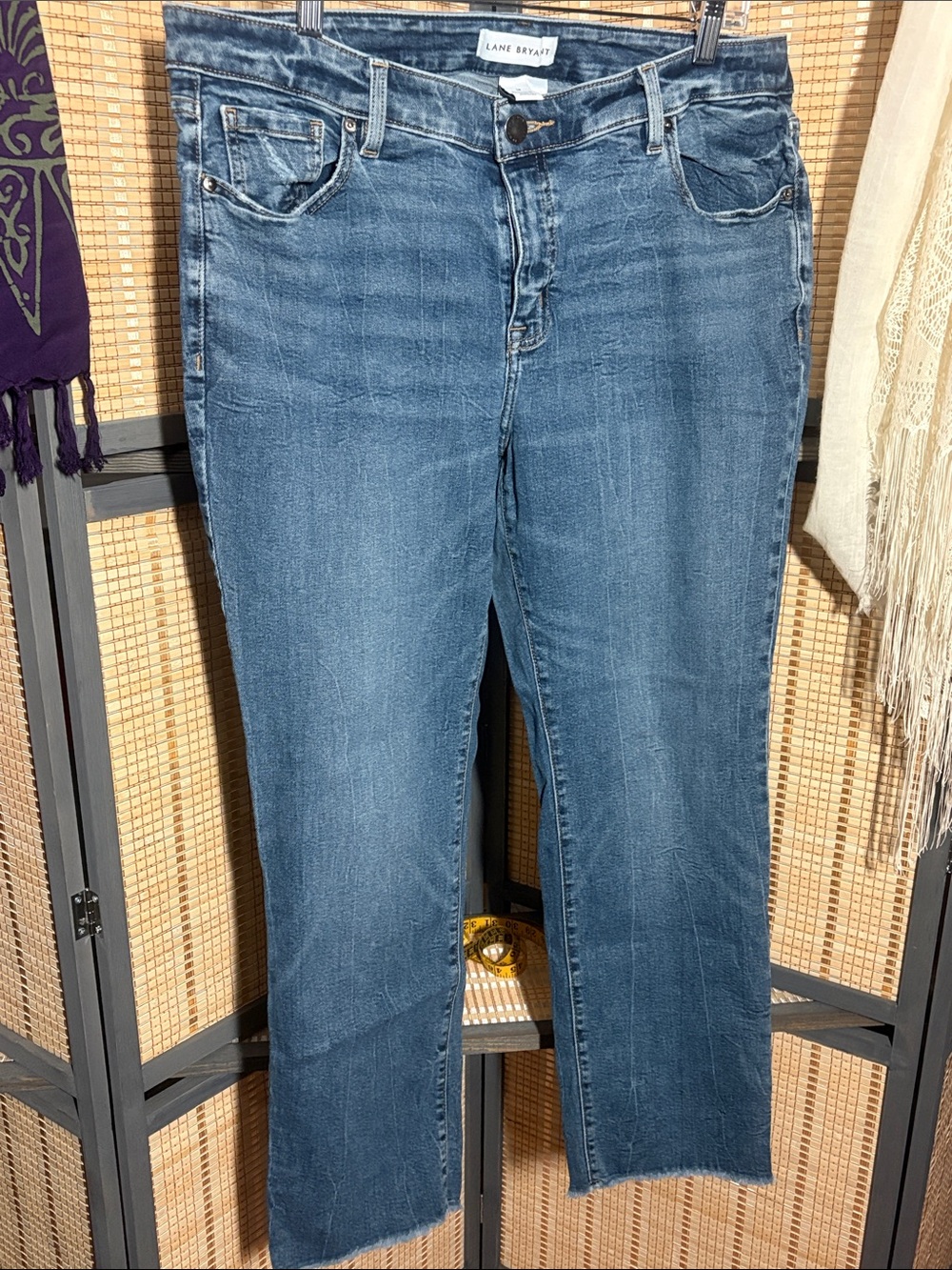 Lane Bryant Medium Blue Cropped Straight-Leg Jeans